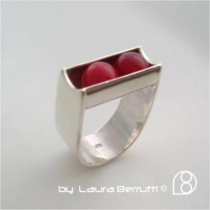 sphere tension quartz red ring sterling minimalist laura berrutti